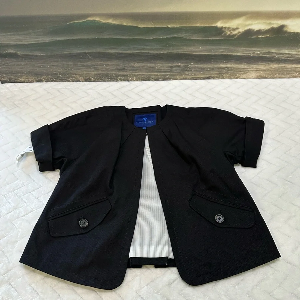 Euc $78 Martin & + And Osa Suit Coat Jacket Blazer Black Short Cuff Sleeve 2 XS - Picture 4 of 14